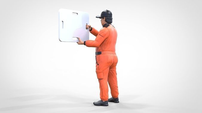 N4 Race Marshal with sign 3D print model 7
