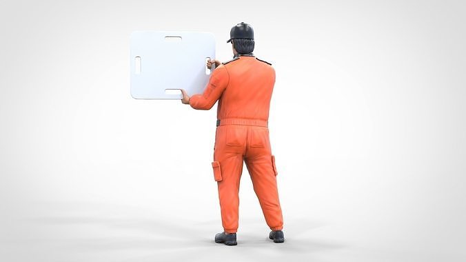 N4 Race Marshal with sign 3D print model 3