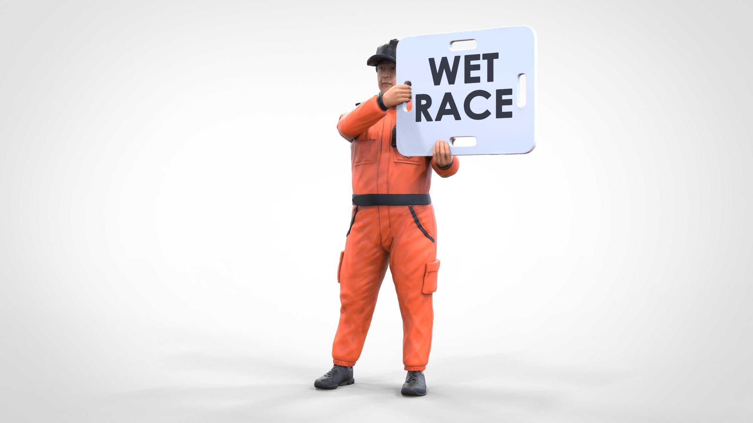 N4 Race Marshal with sign 3D print model_16