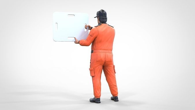 N4 Race Marshal with sign 3D print model 4