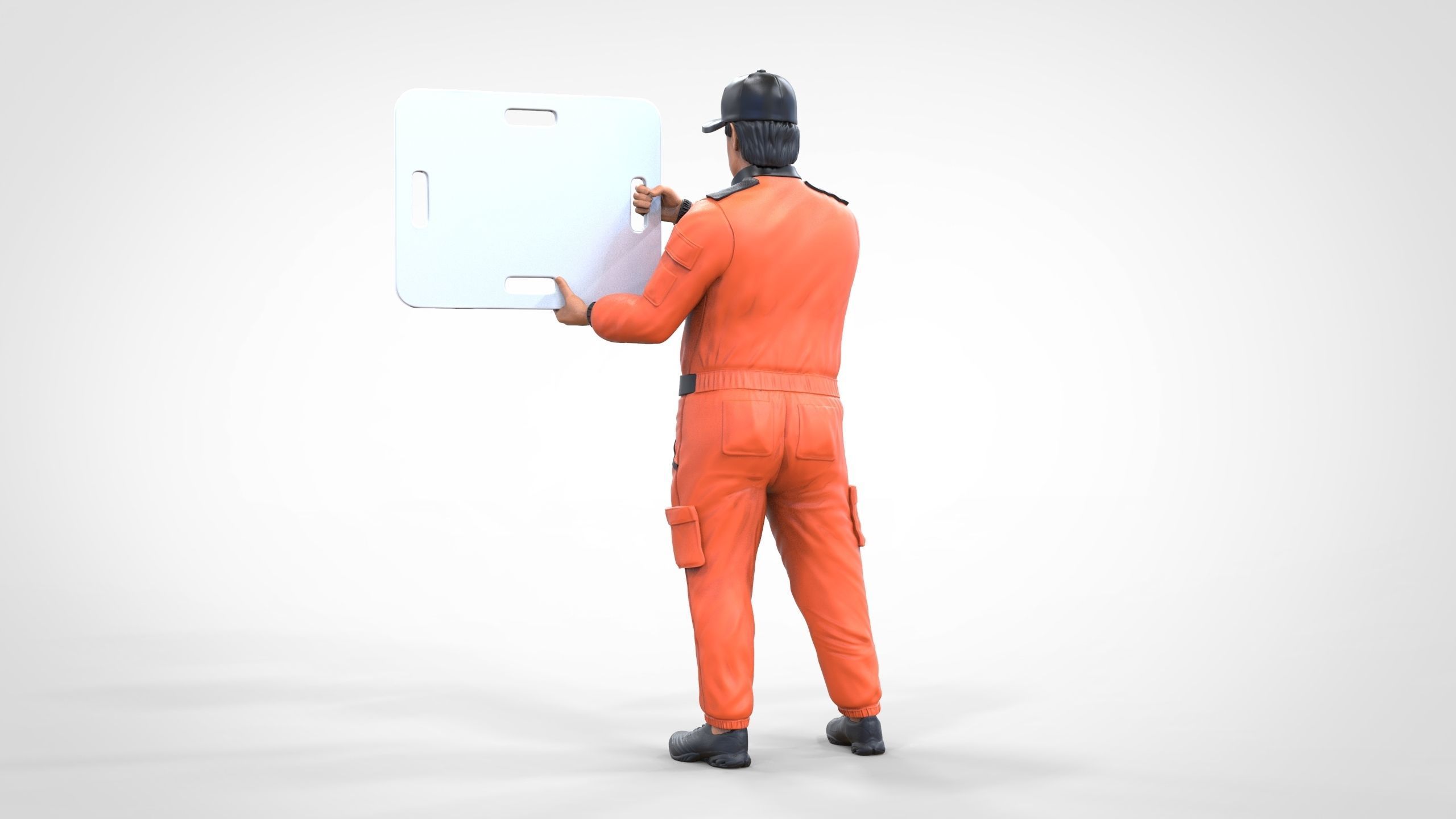 N4 Race Marshal with sign 3D print model_3