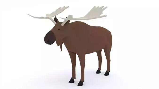 Low Poly Caretoon Moose Low-poly 3D model