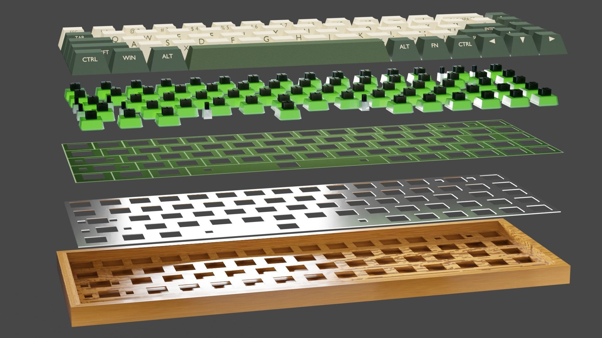 Eco keyboard Low-poly 3D model_0