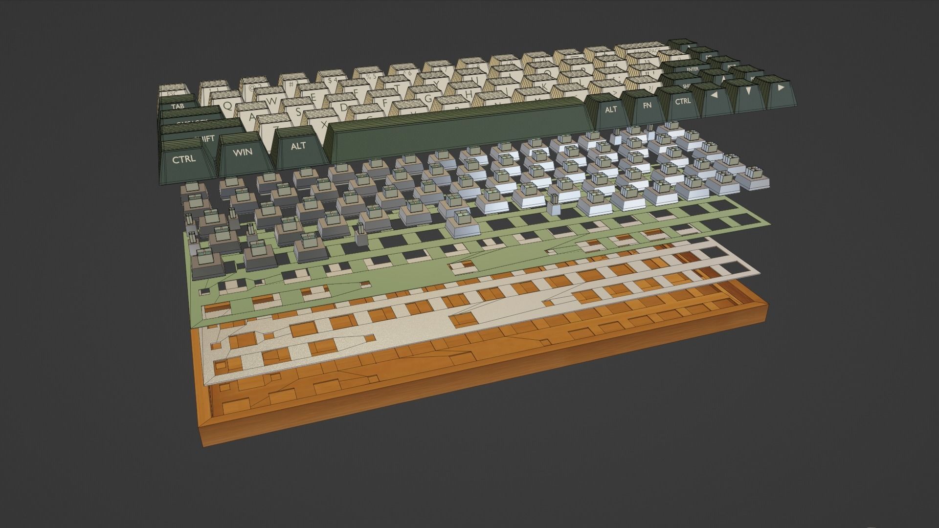 Eco keyboard Low-poly 3D model_4