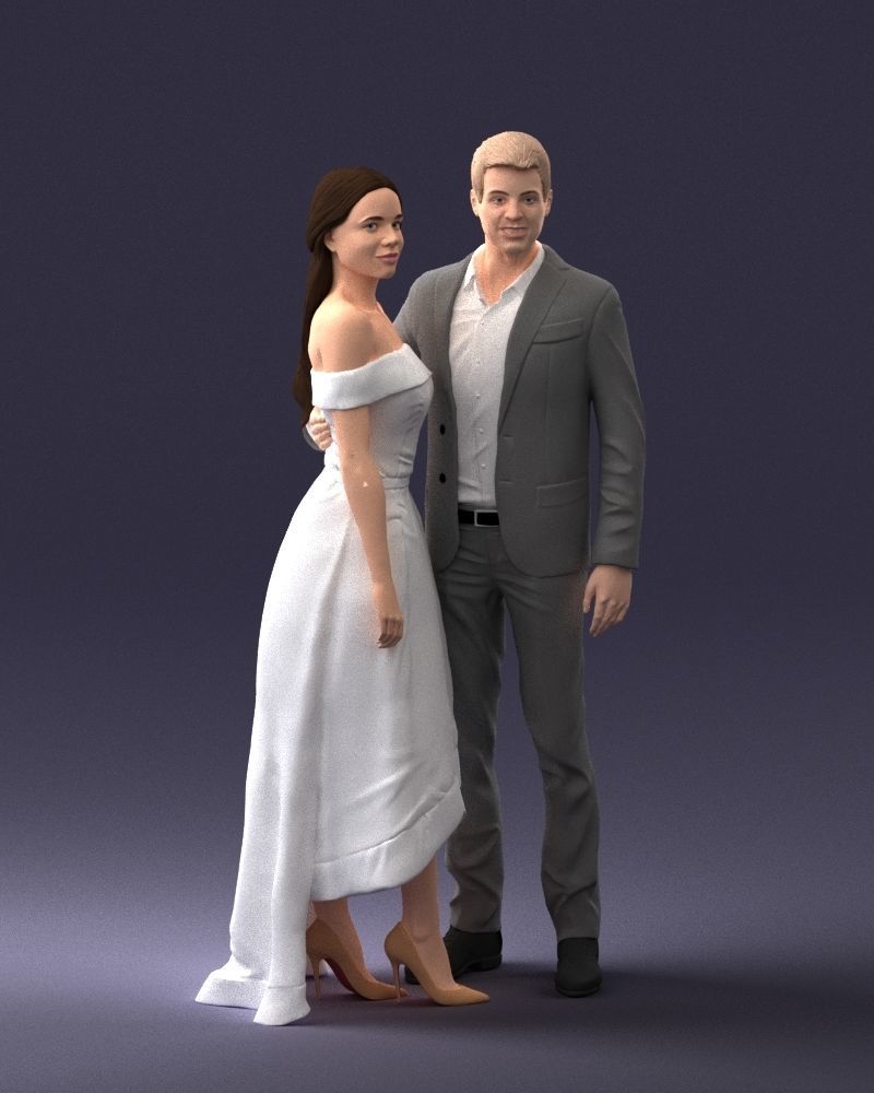 000253 Wedding Couple 0219 3dp 3D print model_3