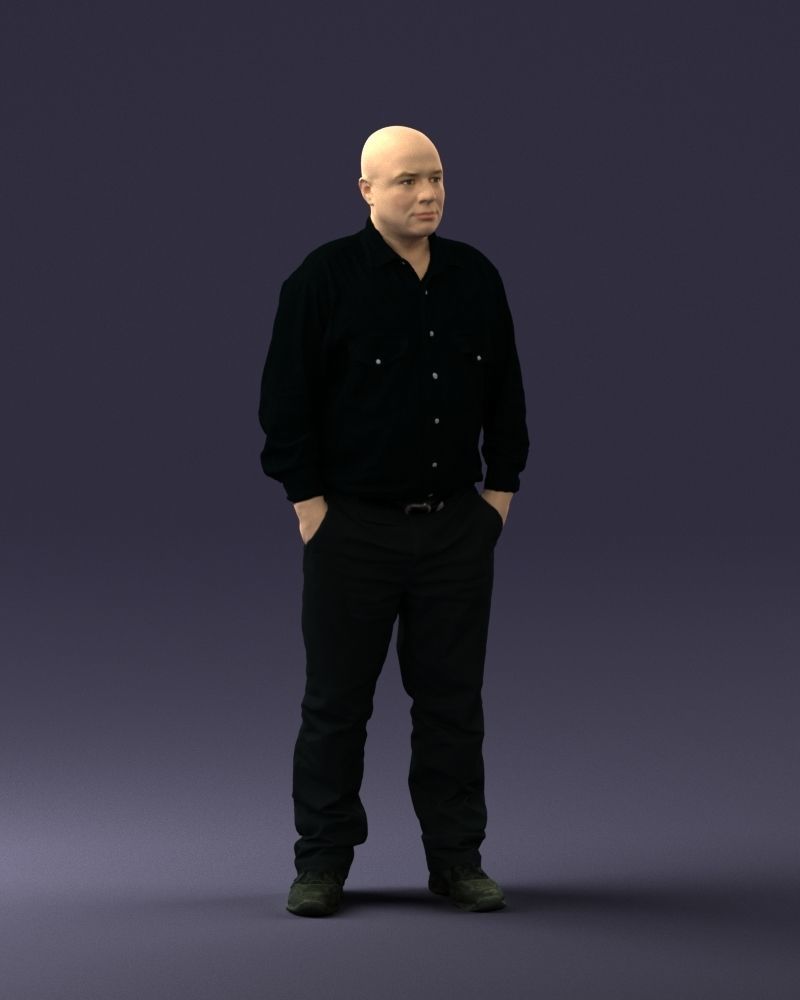 Man in black clothes 0065 3D model_6