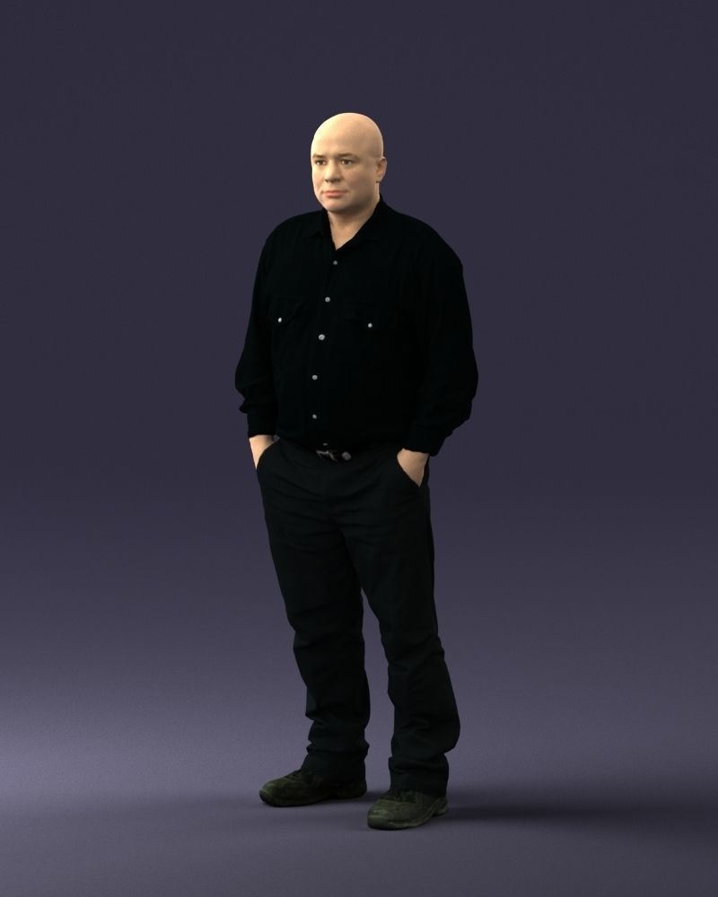 Man in black clothes 0065 3D model_30