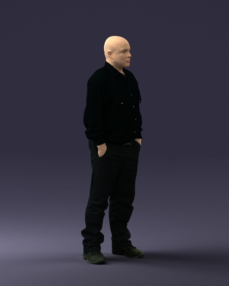 Man in black clothes 0065 3D model_9