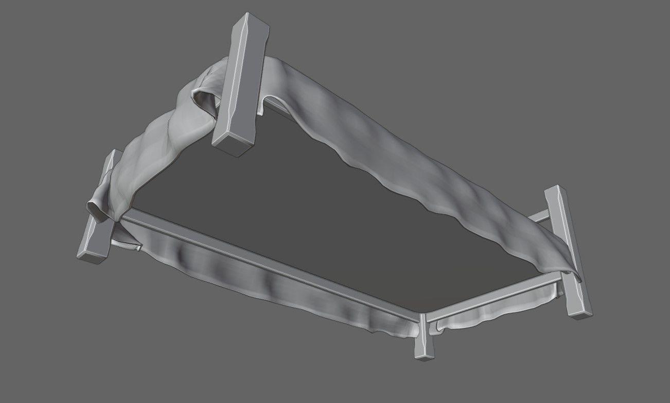 Single Bed - Cama de solteiro Low-poly 3D model_20