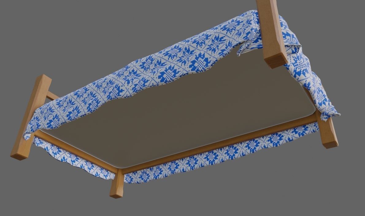 Single Bed - Cama de solteiro Low-poly 3D model_16