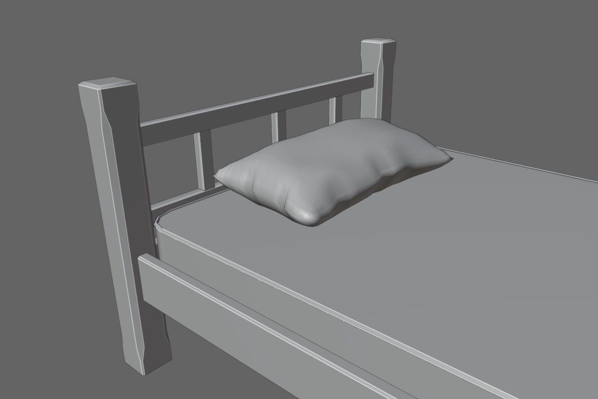 Single Bed - Cama de solteiro Low-poly 3D model_22