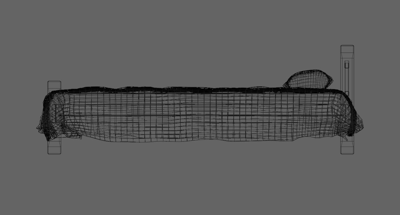 Single Bed - Cama de solteiro Low-poly 3D model_28