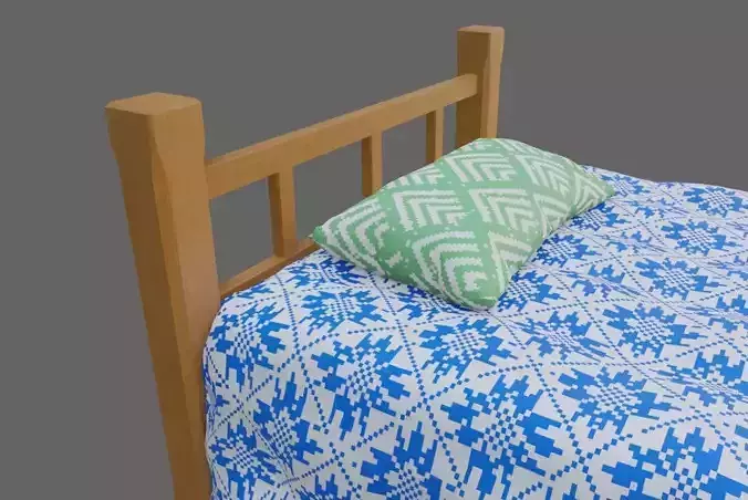 Single Bed - Cama de solteiro Low-poly 3D model