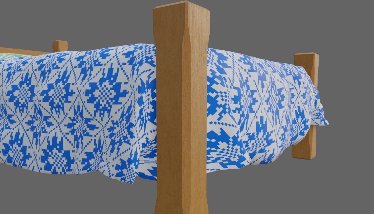 Single Bed - Cama de solteiro Low-poly 3D model_15