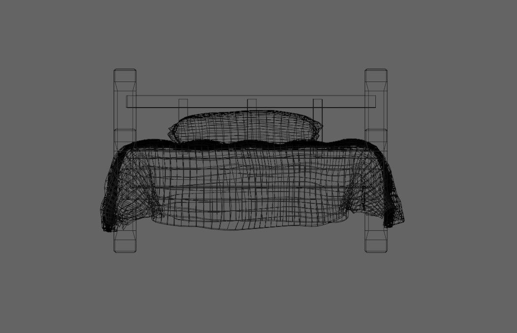 Single Bed - Cama de solteiro Low-poly 3D model_27