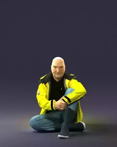 Sitting man in a yellow jacket 0264 3D Print Ready 3D print model
