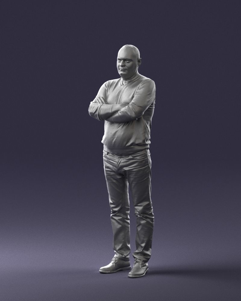 Pot bellied man in sweater 0386 3D Print Ready 3D print model_4
