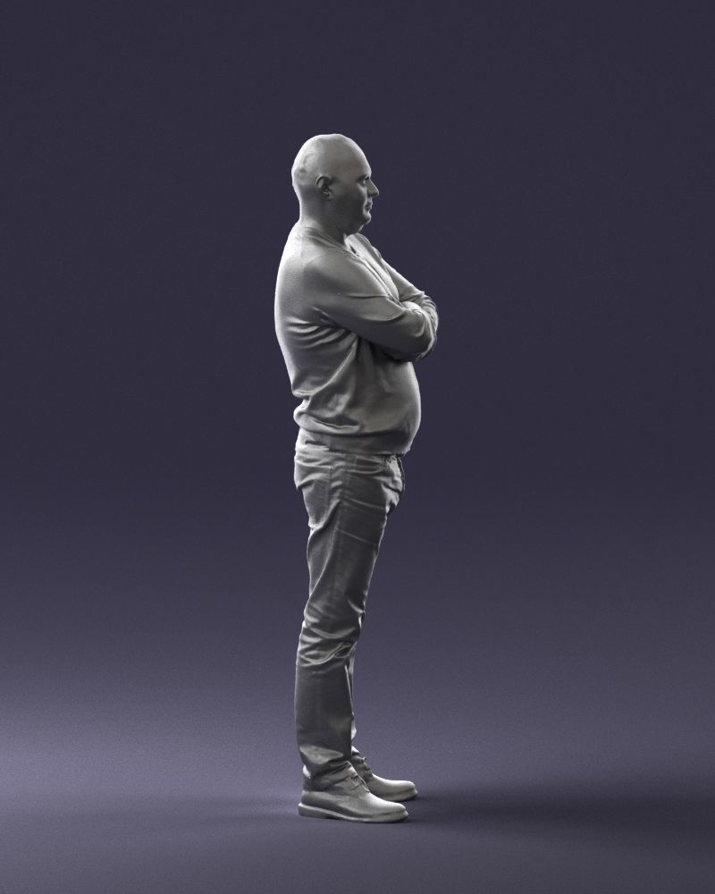 Pot bellied man in sweater 0386 3D Print Ready 3D print model_28