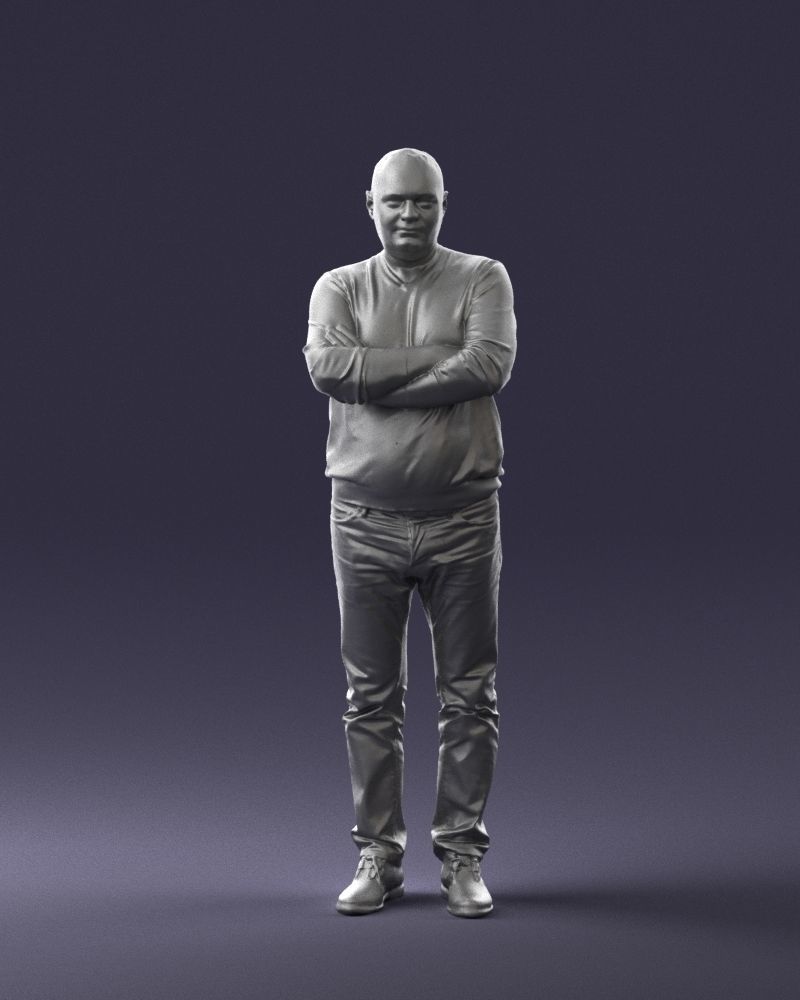 Pot bellied man in sweater 0386 3D Print Ready 3D print model_1