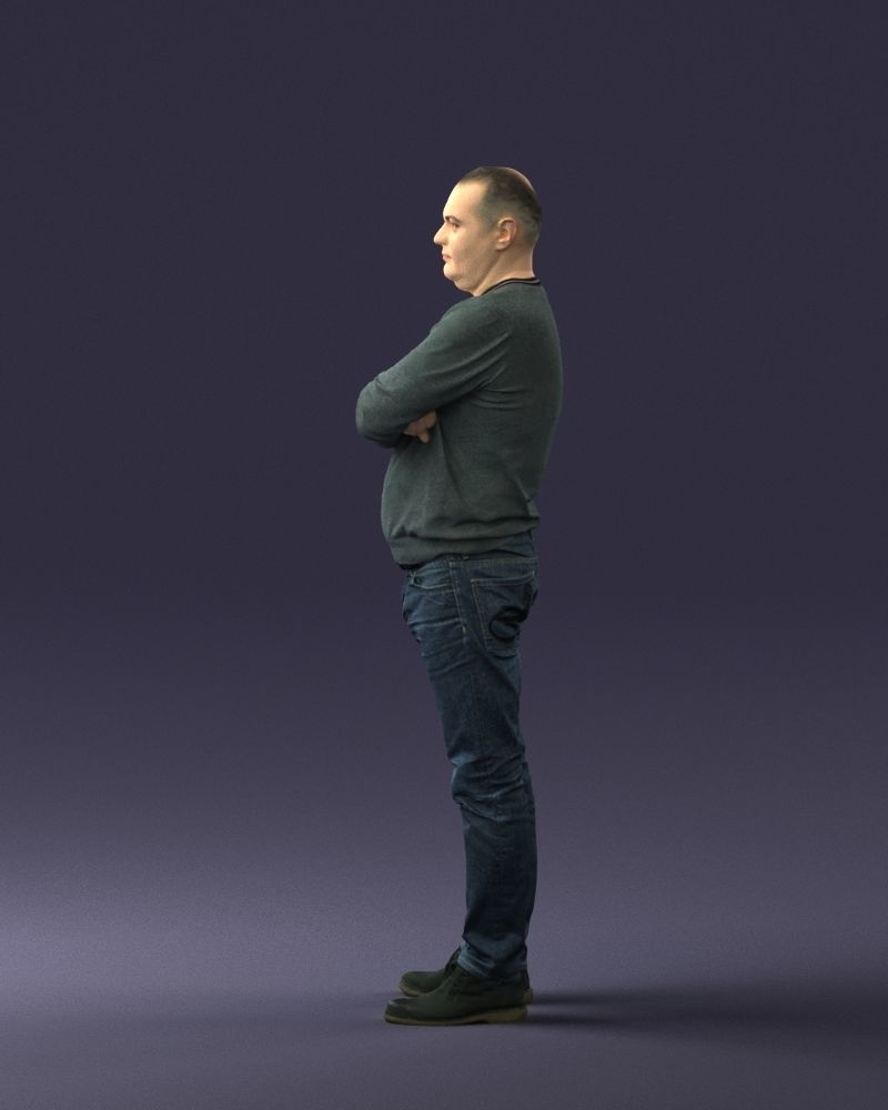 Pot bellied man in sweater 0386 3D Print Ready 3D print model_9