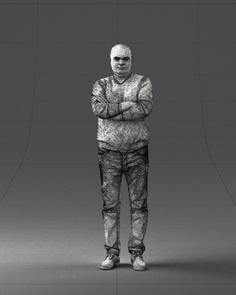 Pot bellied man in sweater 0386 3D Print Ready 3D print model_38