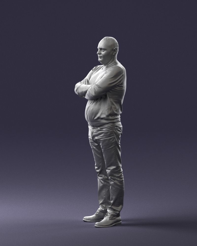 Pot bellied man in sweater 0386 3D Print Ready 3D print model_7