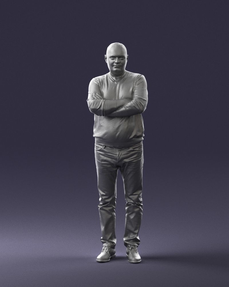 Pot bellied man in sweater 0386 3D Print Ready 3D print model_37