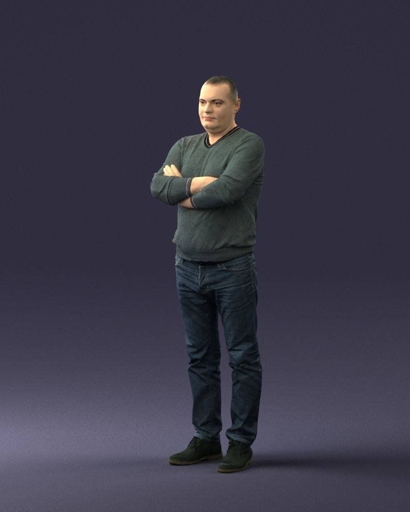 Pot bellied man in sweater 0386 3D Print Ready 3D print model_3