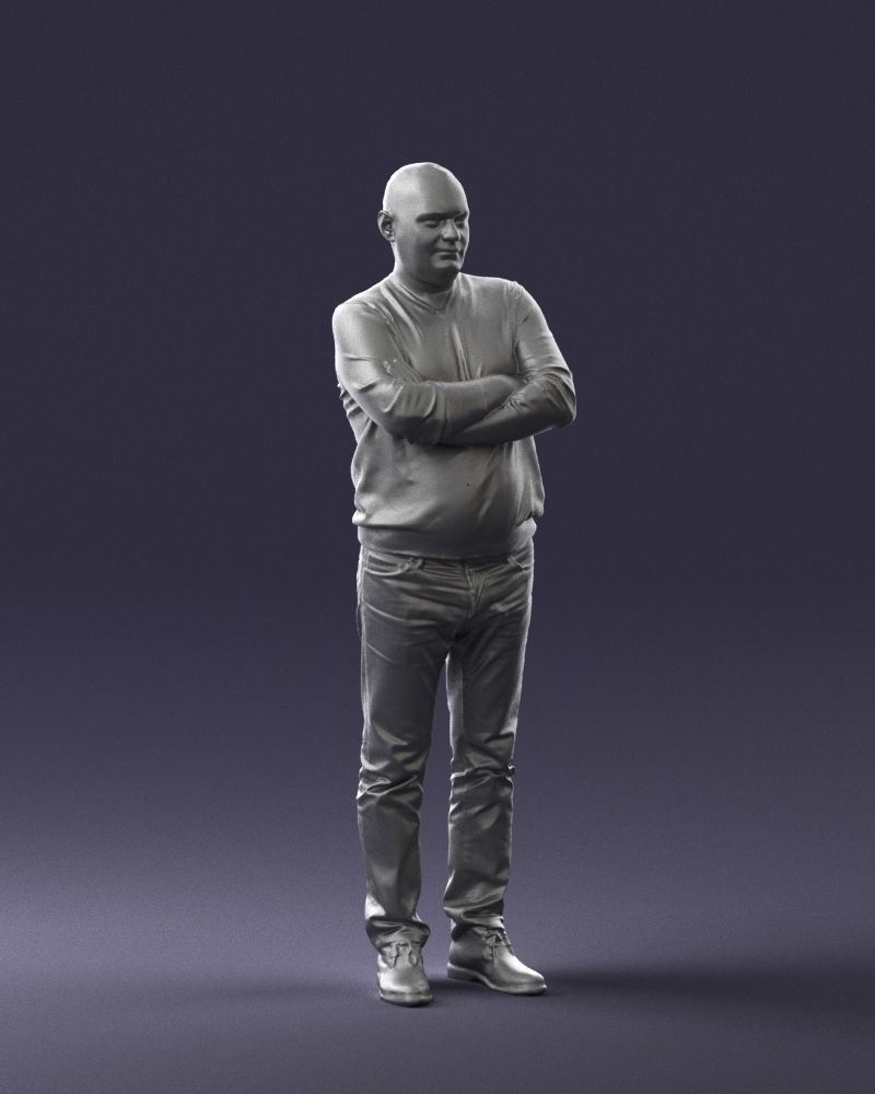 Pot bellied man in sweater 0386 3D Print Ready 3D print model_34