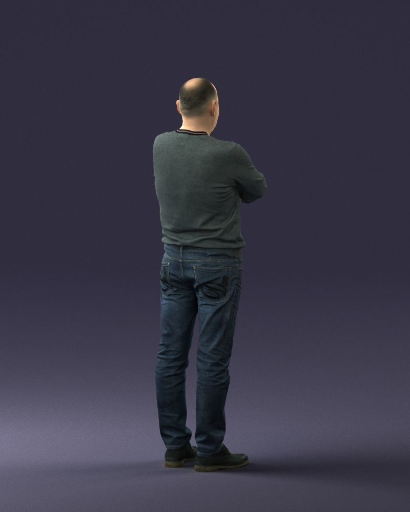 Pot bellied man in sweater 0386 3D Print Ready 3D print model_21