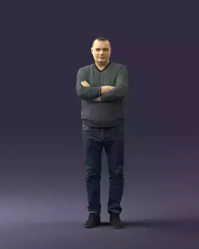 Pot bellied man in sweater 0386 3D Print Ready