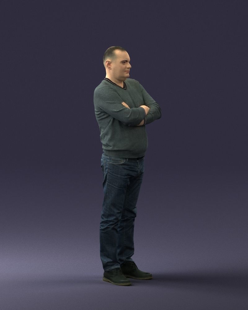 Pot bellied man in sweater 0386 3D Print Ready 3D print model_30