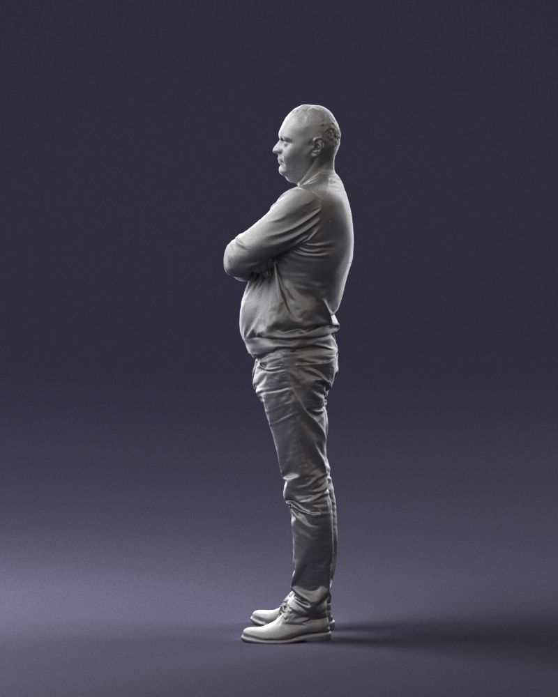 Pot bellied man in sweater 0386 3D Print Ready 3D print model_10