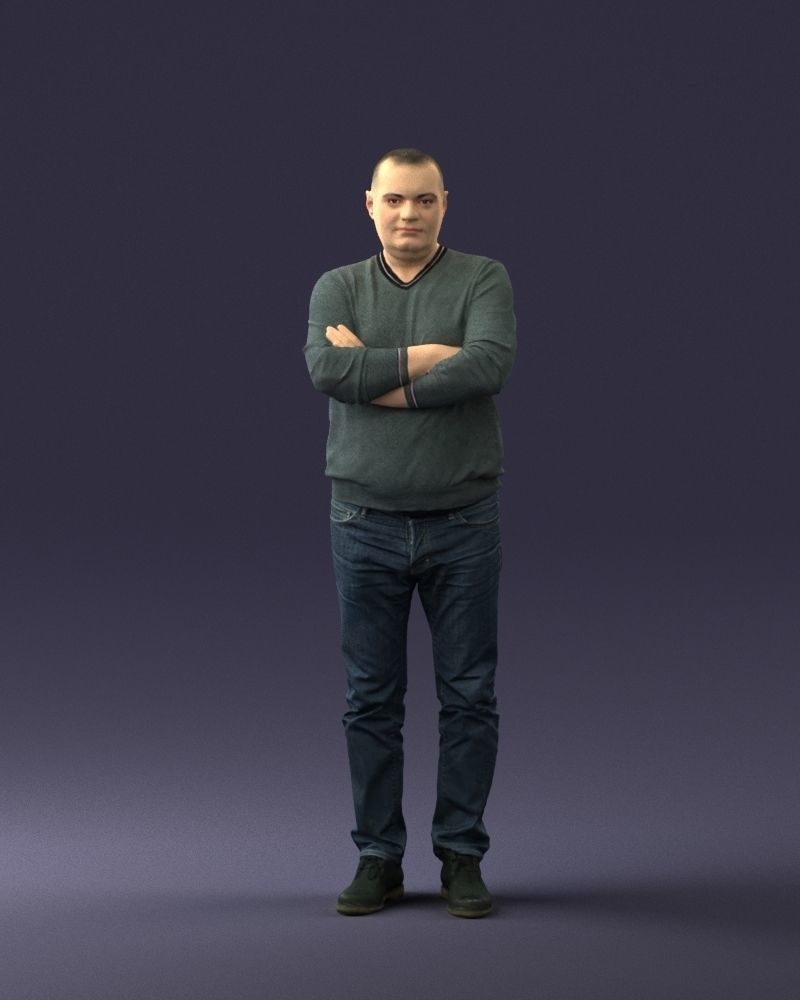 Pot bellied man in sweater 0386 3D Print Ready 3D print model_36