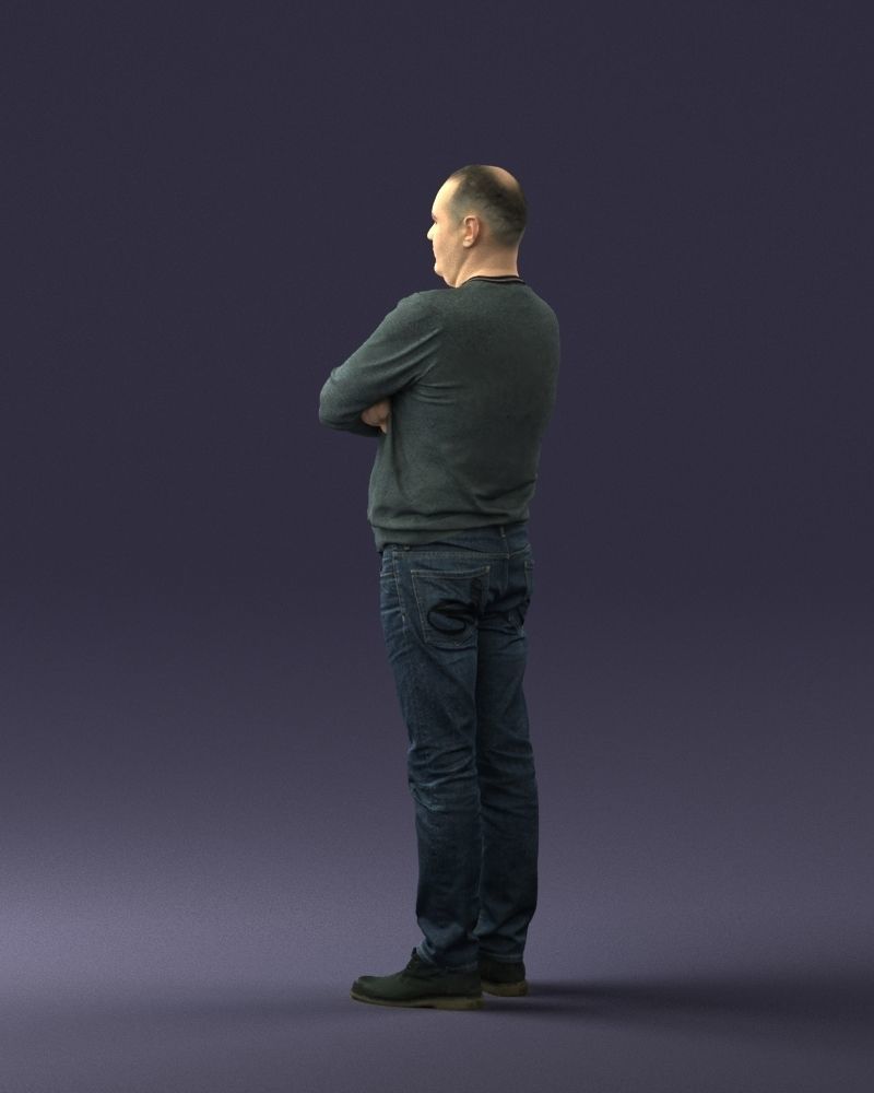 Pot bellied man in sweater 0386 3D Print Ready 3D print model_12