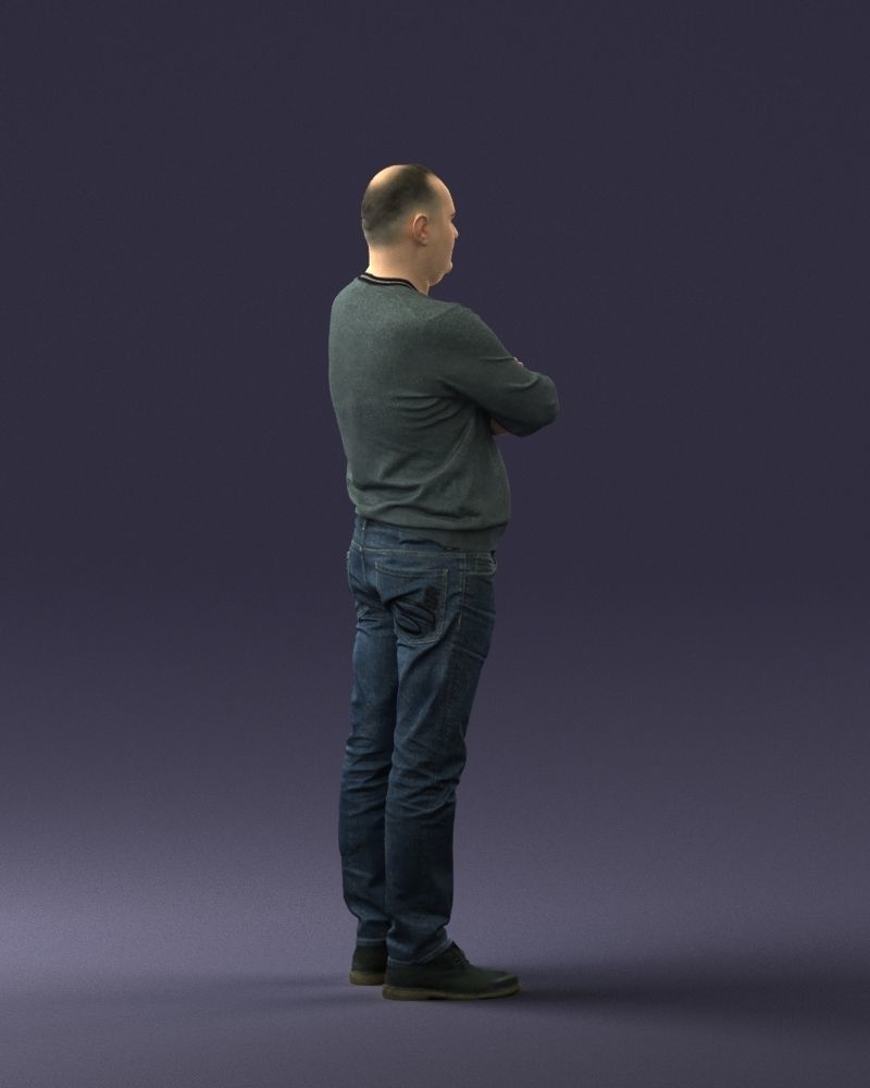 Pot bellied man in sweater 0386 3D Print Ready 3D print model_24