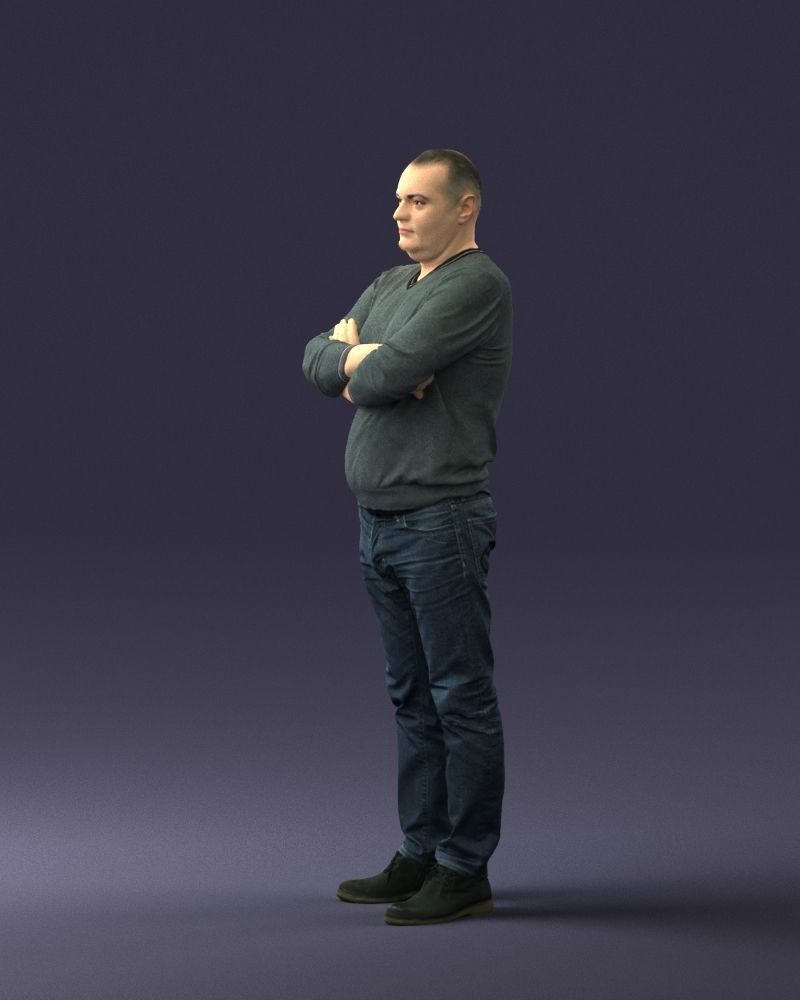 Pot bellied man in sweater 0386 3D Print Ready 3D print model_6