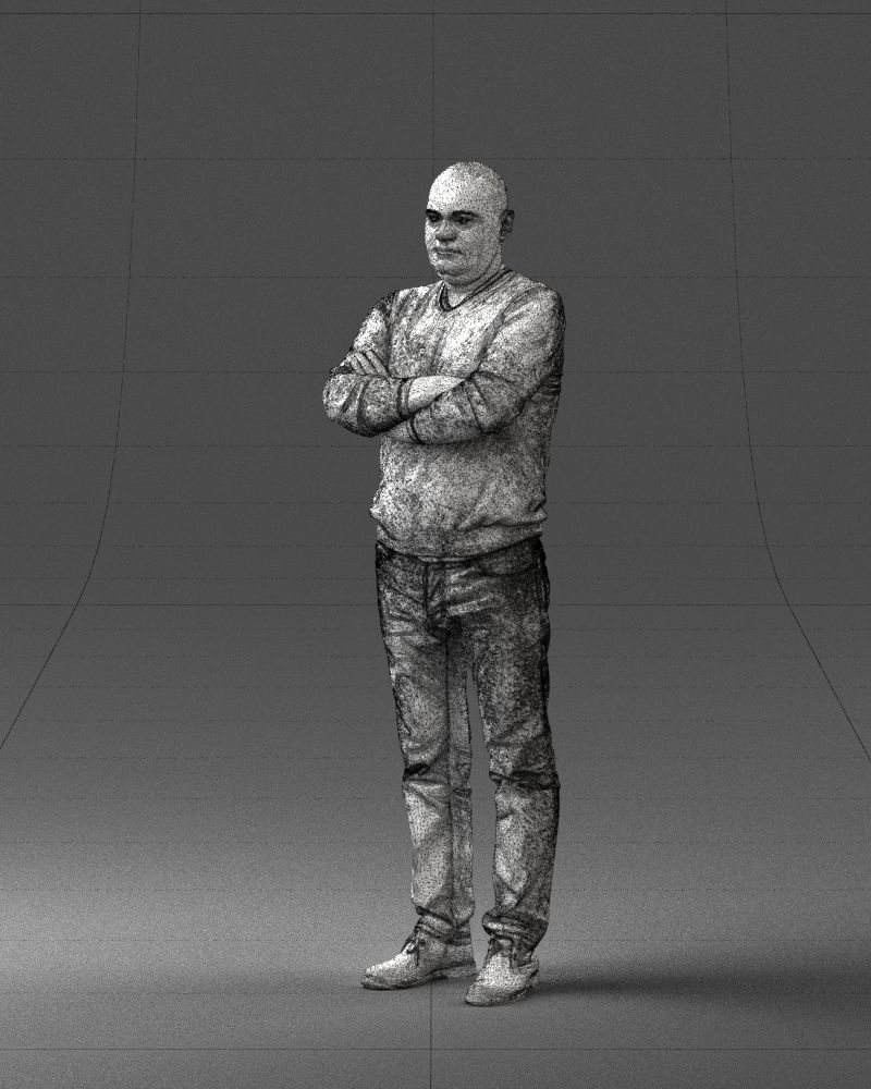 Pot bellied man in sweater 0386 3D Print Ready 3D print model_5