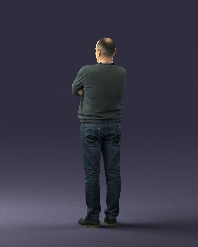 Pot bellied man in sweater 0386 3D Print Ready 3D print model_15