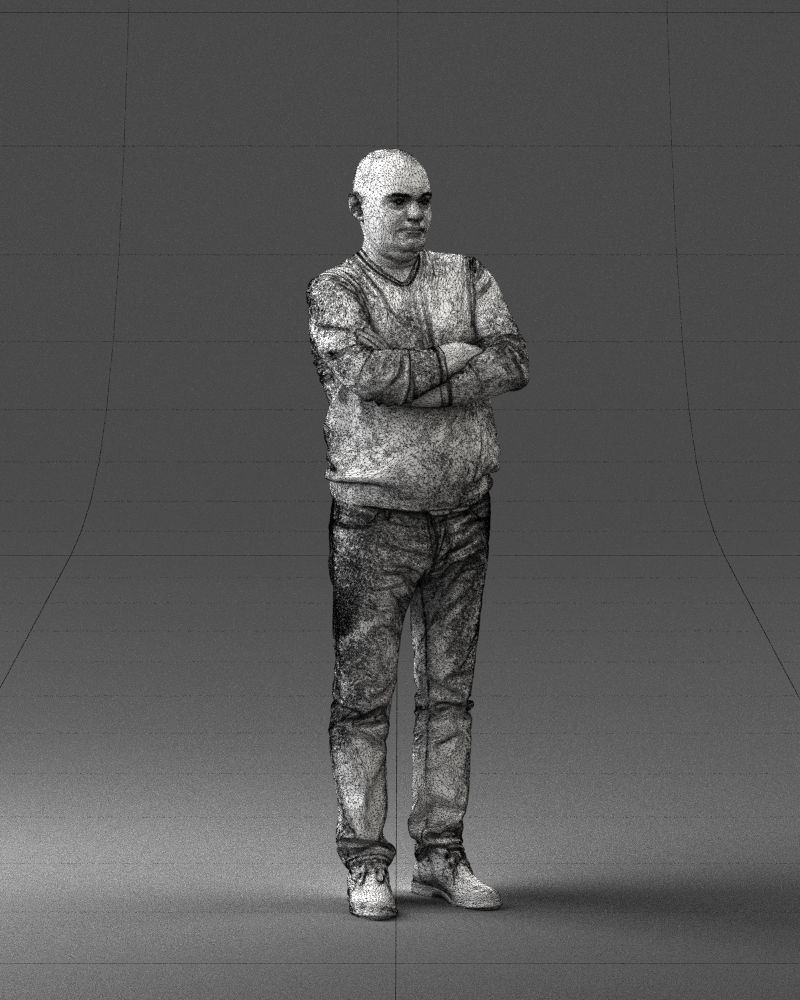 Pot bellied man in sweater 0386 3D Print Ready 3D print model_35