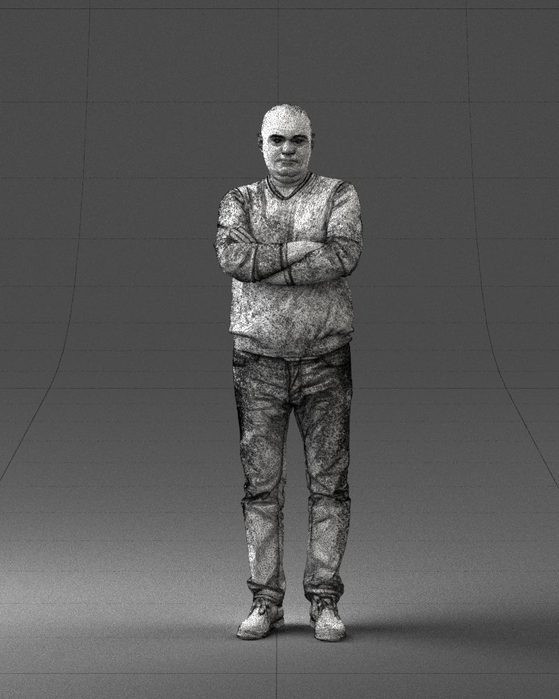 Pot bellied man in sweater 0386 3D Print Ready 3D print model_2
