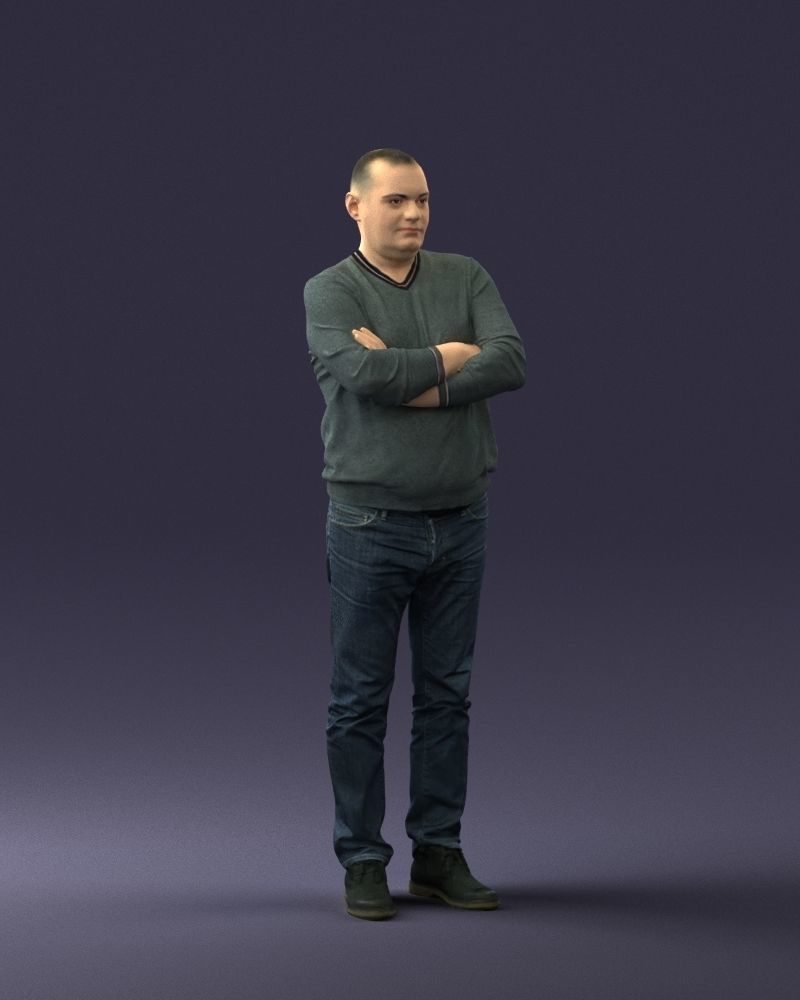 Pot bellied man in sweater 0386 3D Print Ready 3D print model_33