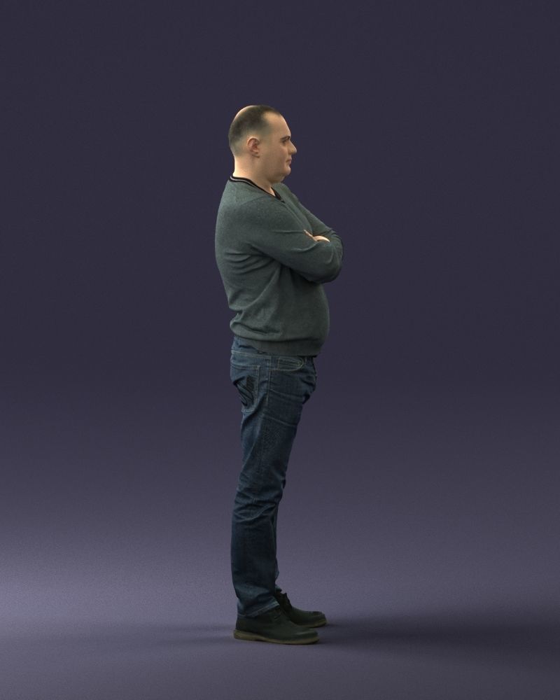 Pot bellied man in sweater 0386 3D Print Ready 3D print model_27