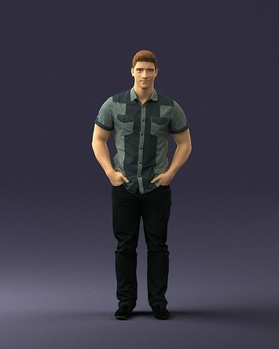Young man in shiny trousers 0384 3D Print Ready 3D print model