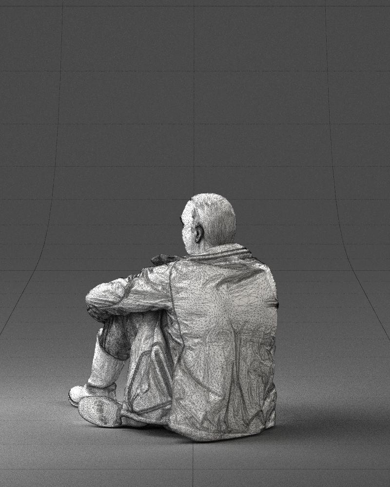 Sitting man in a yellow jacket 0264 3D model_23