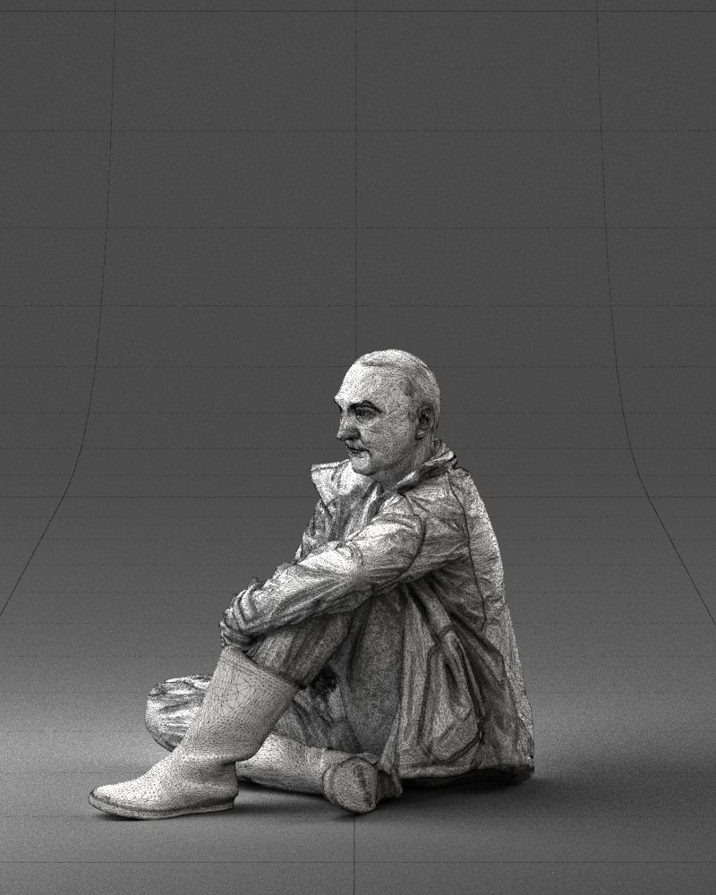 Sitting man in a yellow jacket 0264 3D model_29
