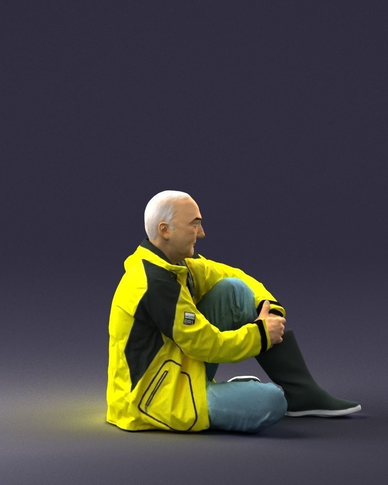 Sitting man in a yellow jacket 0264 3D model_12
