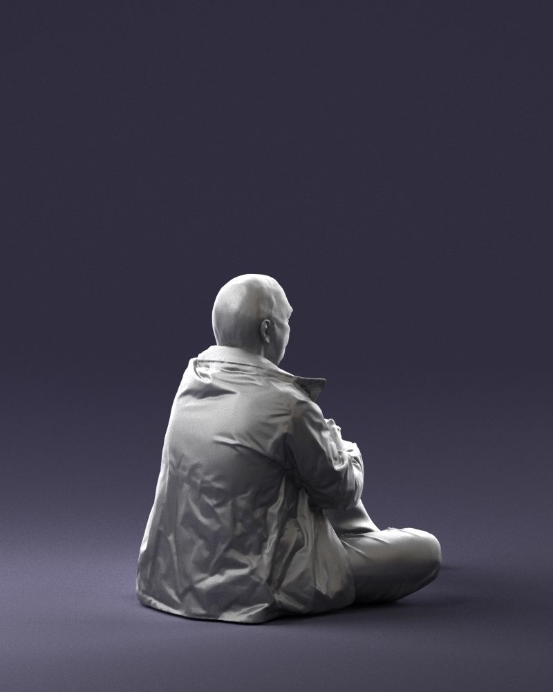Sitting man in a yellow jacket 0264 3D model_16