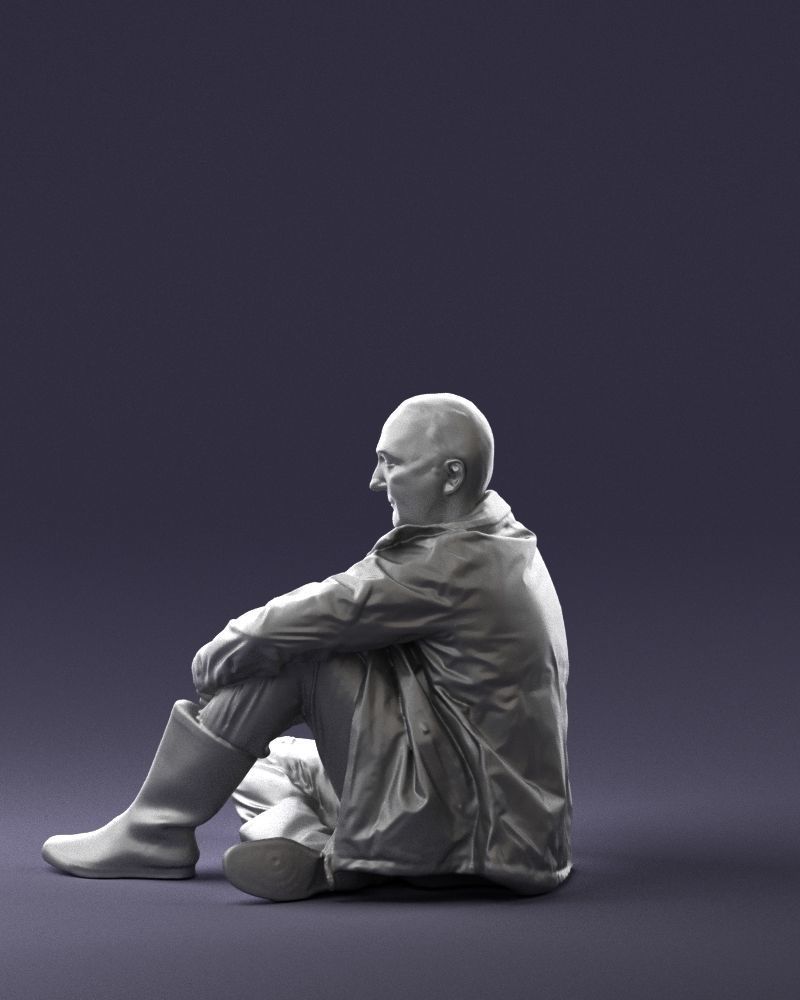 Sitting man in a yellow jacket 0264 3D model_25