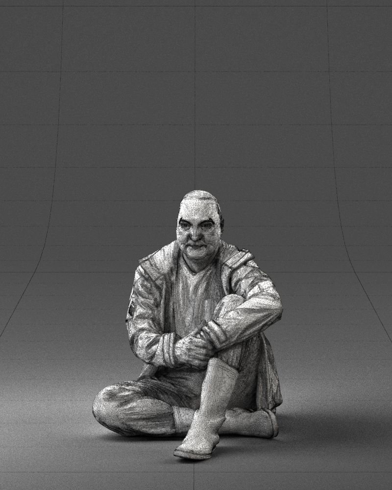 Sitting man in a yellow jacket 0264 3D model_35